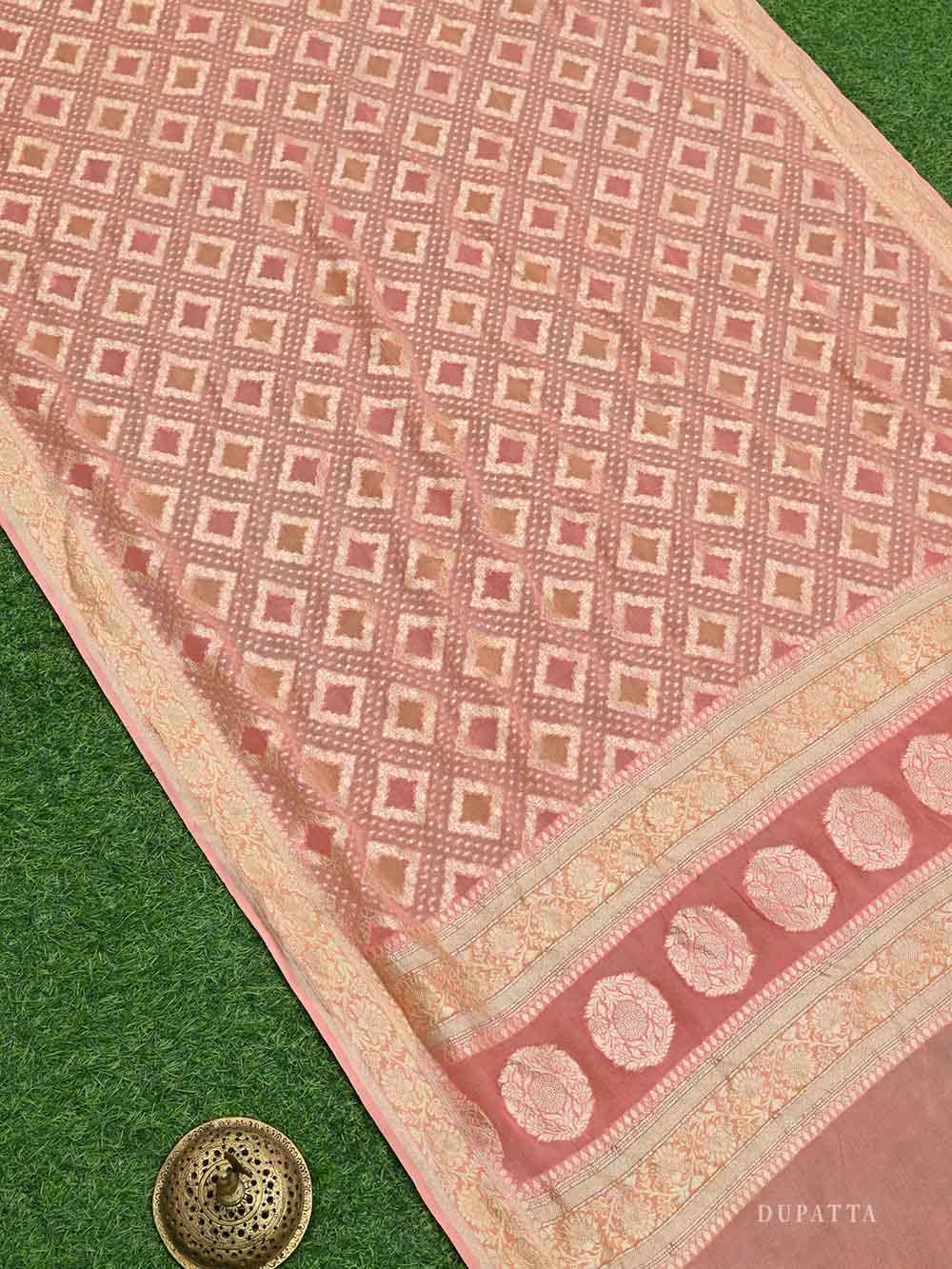 Coral Pink Khaddi Georgette Handloom Banarasi Suit - Sacred Weaves