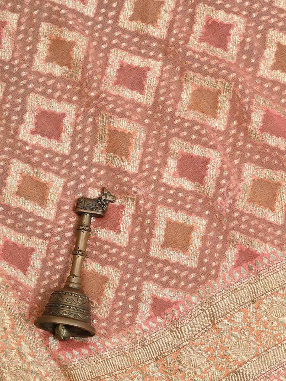 Coral Pink Khaddi Georgette Handloom Banarasi Suit - Sacred Weaves