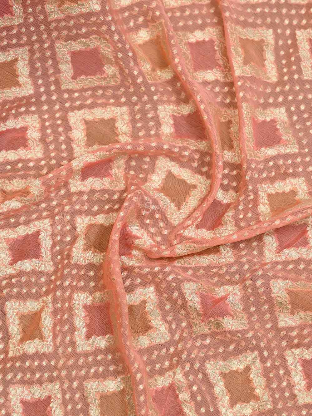 Coral Pink Khaddi Georgette Handloom Banarasi Suit - Sacred Weaves