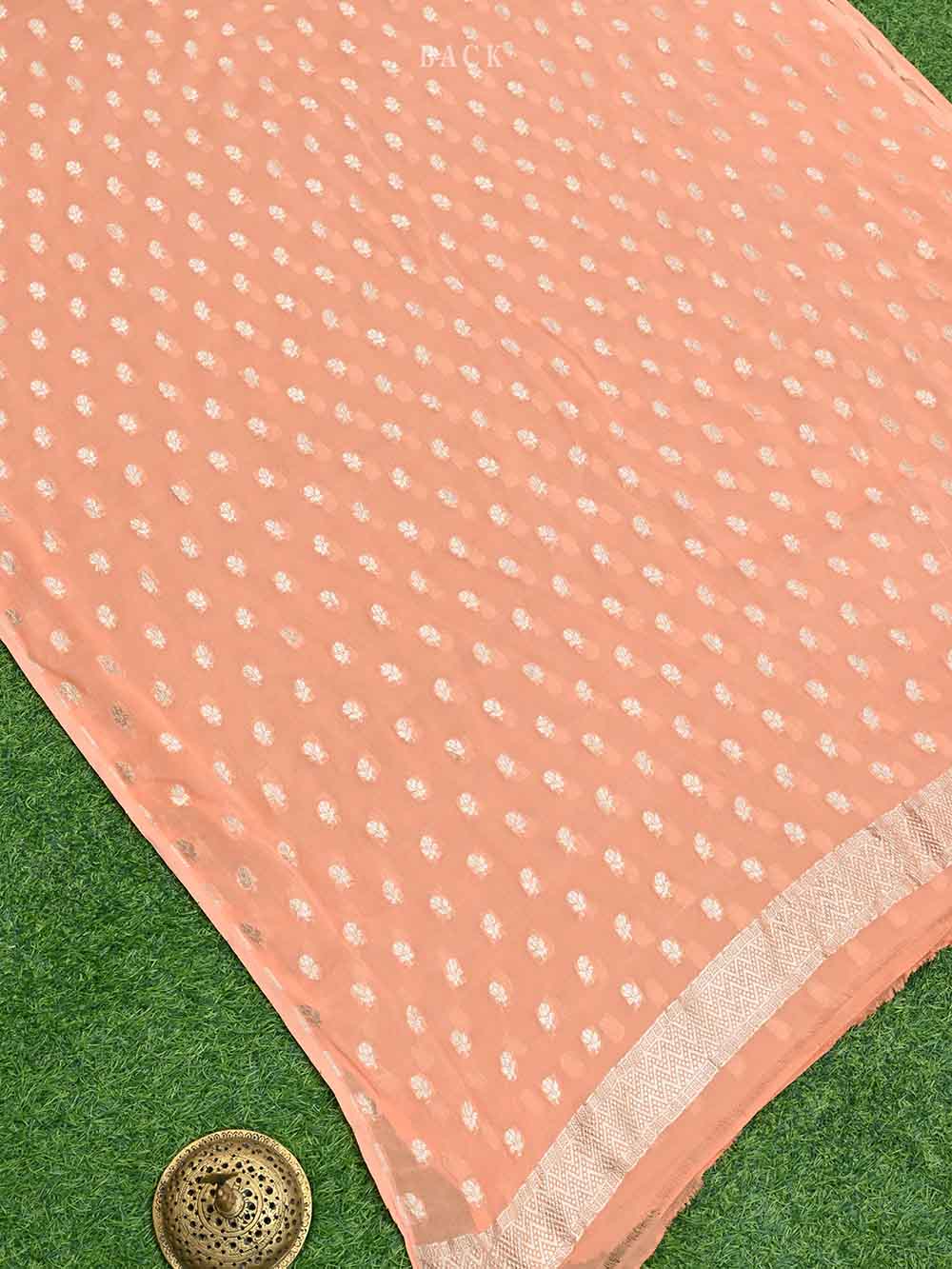 Peach Khaddi Georgette Handloom Banarasi Suit - Sacred Weaves