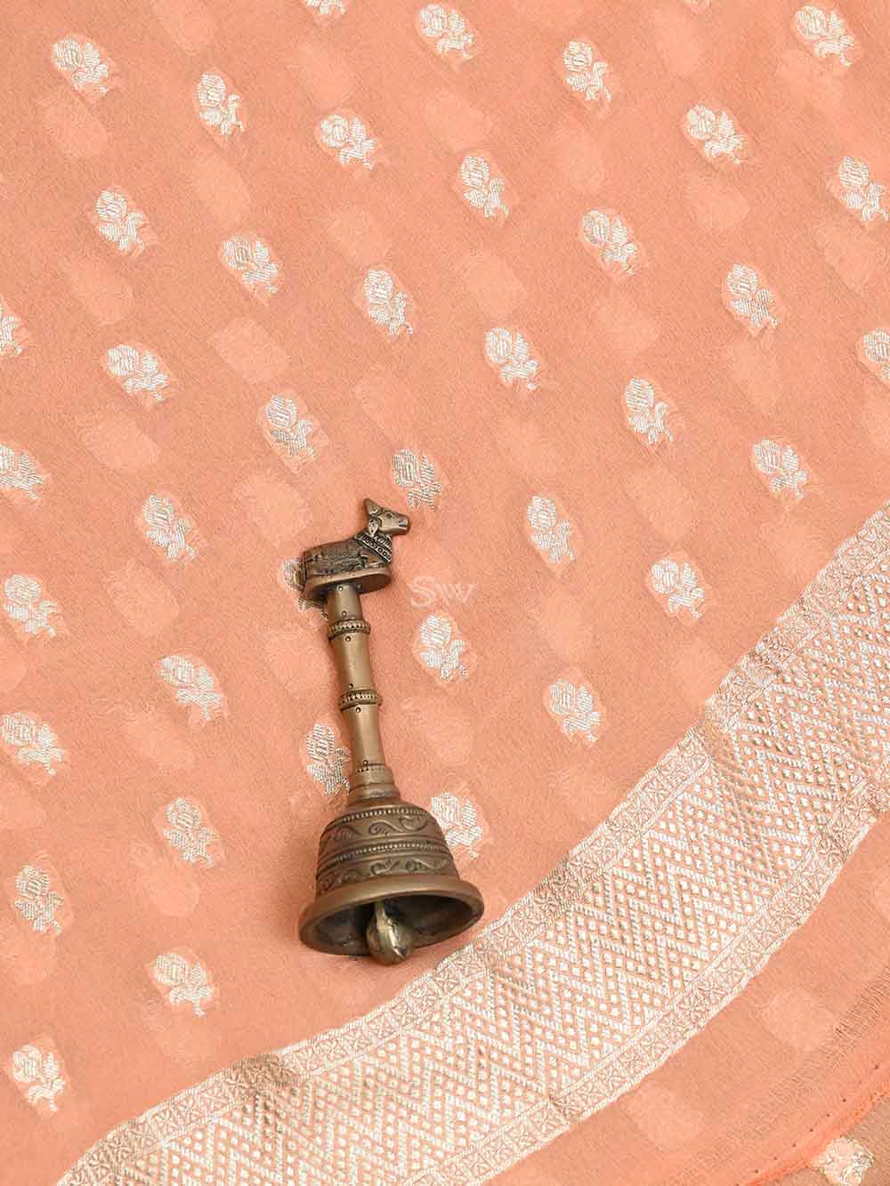 Peach Khaddi Georgette Handloom Banarasi Suit - Sacred Weaves
