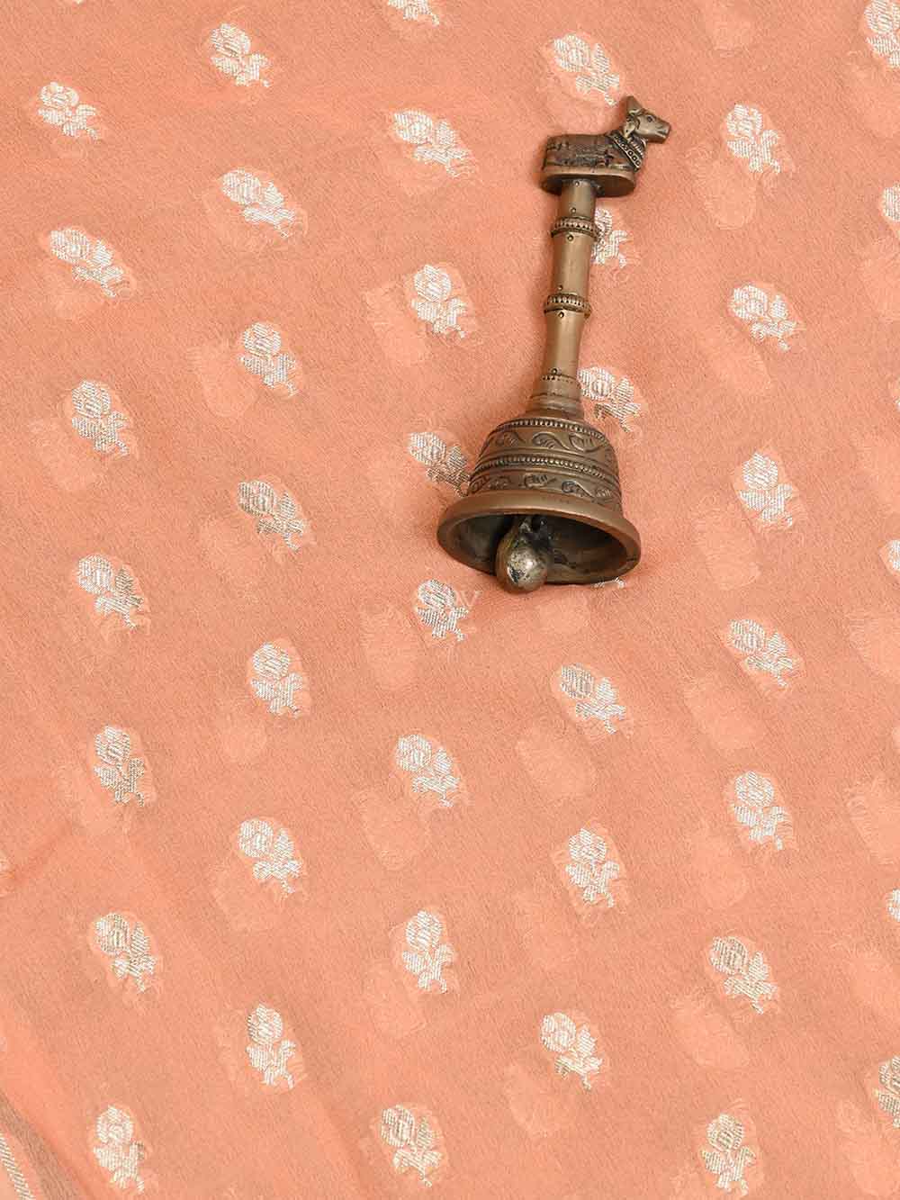 Peach Khaddi Georgette Handloom Banarasi Suit - Sacred Weaves