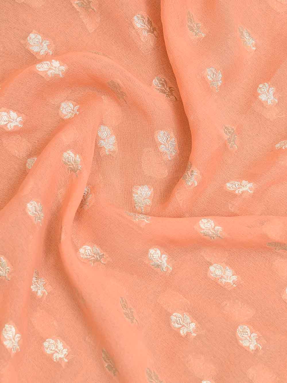 Peach Khaddi Georgette Handloom Banarasi Suit - Sacred Weaves