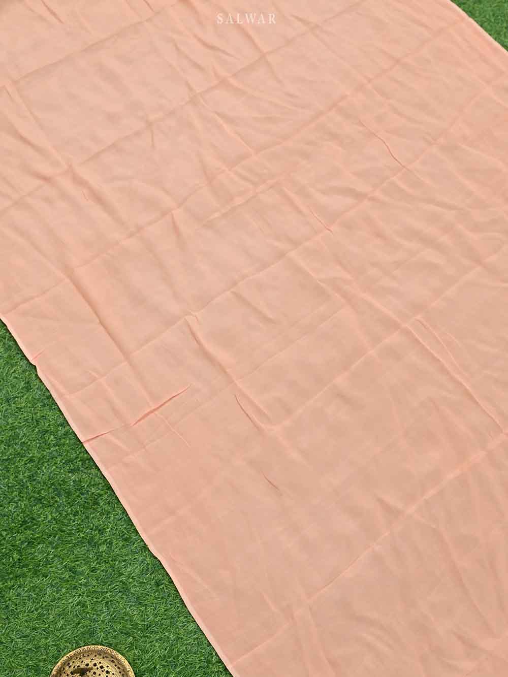 Peach Khaddi Georgette Handloom Banarasi Suit - Sacred Weaves