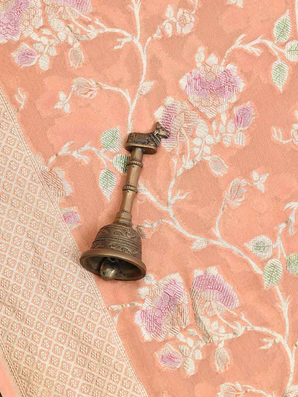 Peach Khaddi Georgette Handloom Banarasi Suit - Sacred Weaves