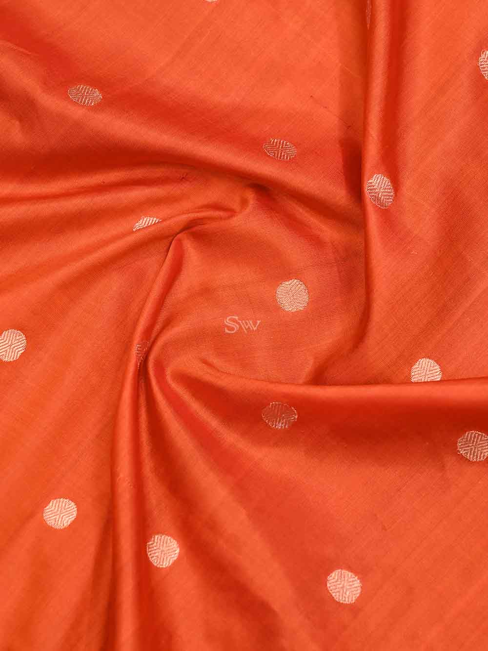 Orange Booti Katan Silk Handloom Banarasi Dupatta - Sacred Weaves