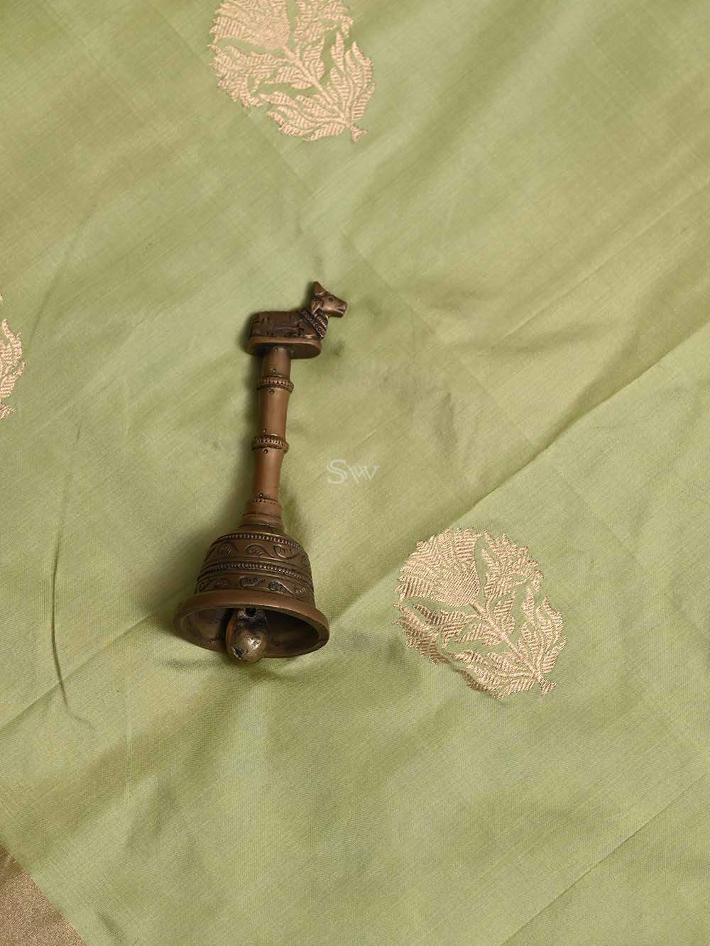 Pista Green Katan Silk Handloom Banarasi Suit - Sacred Weaves
