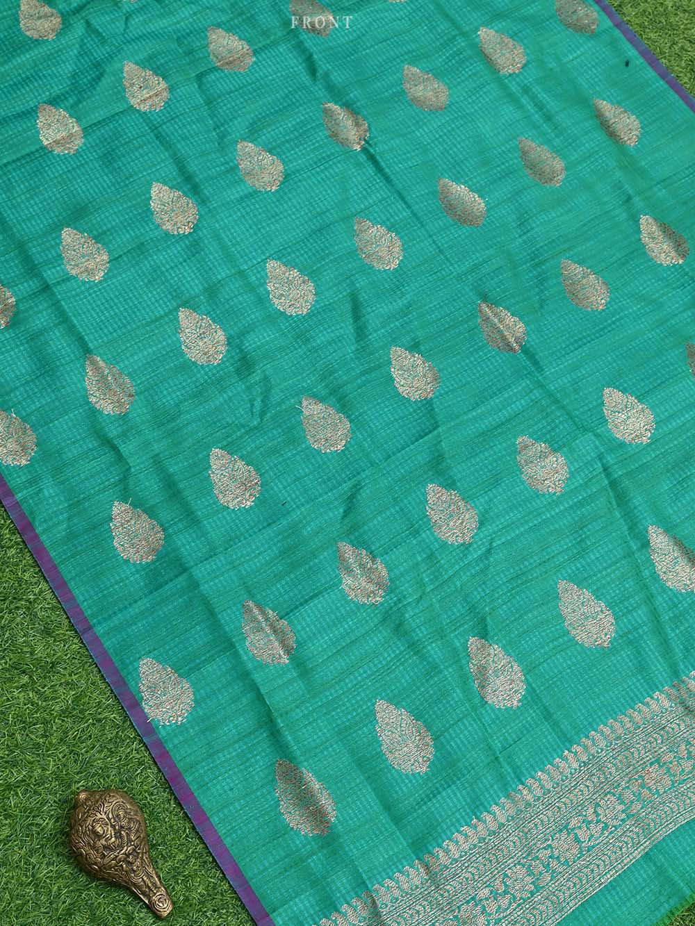 Green Dupion Silk Handloom Banarasi Suit - Sacred Weaves