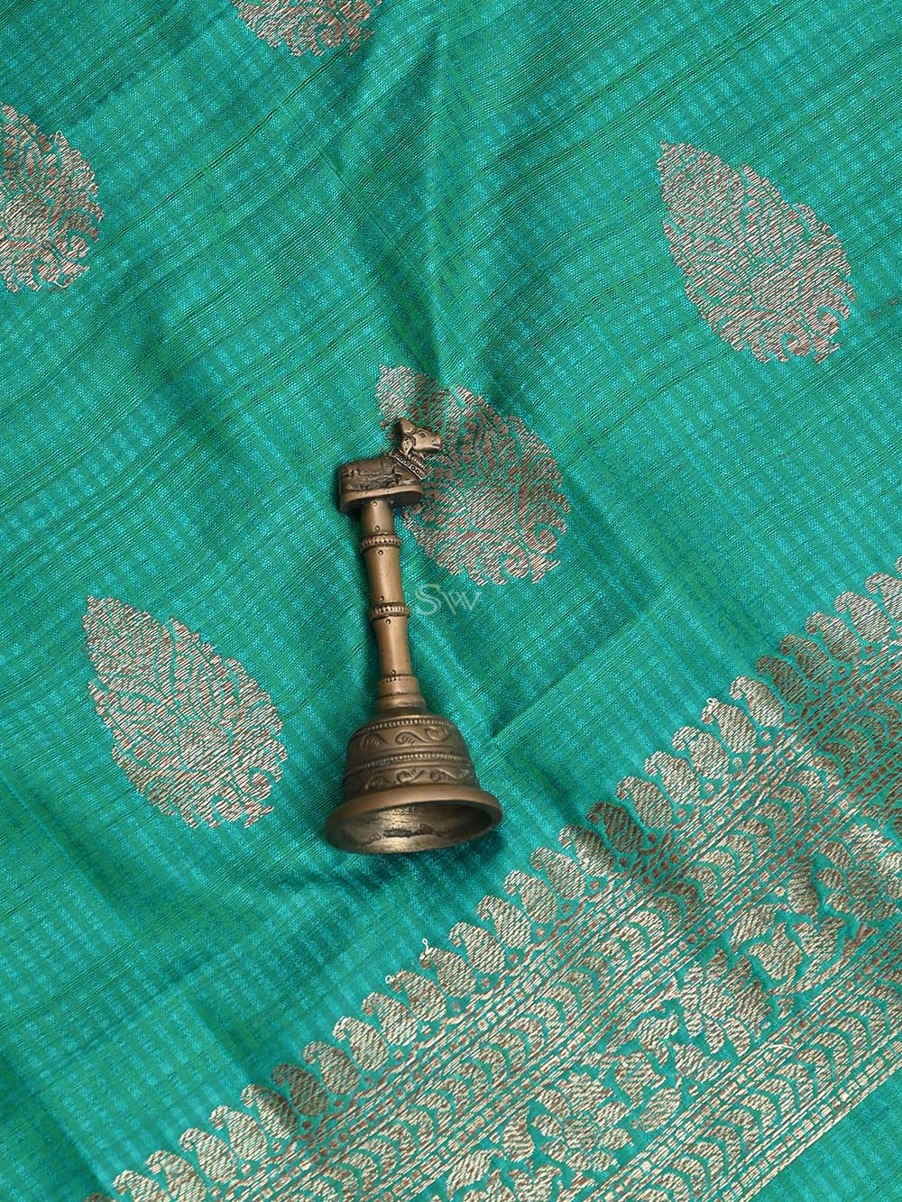 Green Dupion Silk Handloom Banarasi Suit - Sacred Weaves