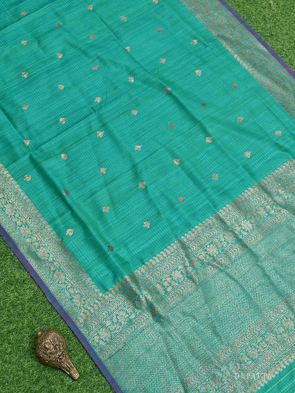 Green Dupion Silk Handloom Banarasi Suit - Sacred Weaves