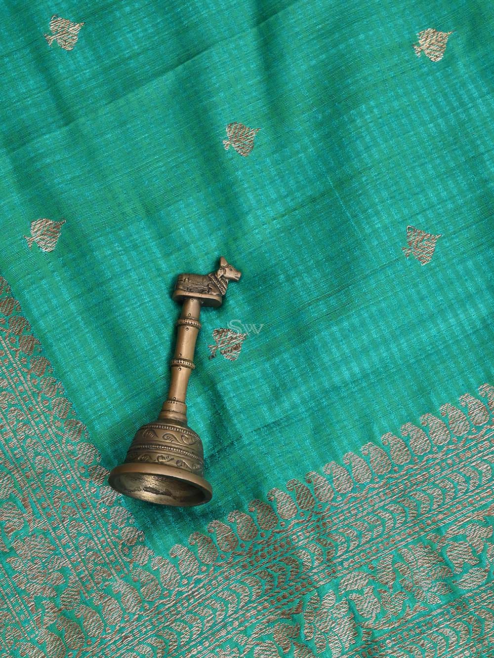 Green Dupion Silk Handloom Banarasi Suit - Sacred Weaves