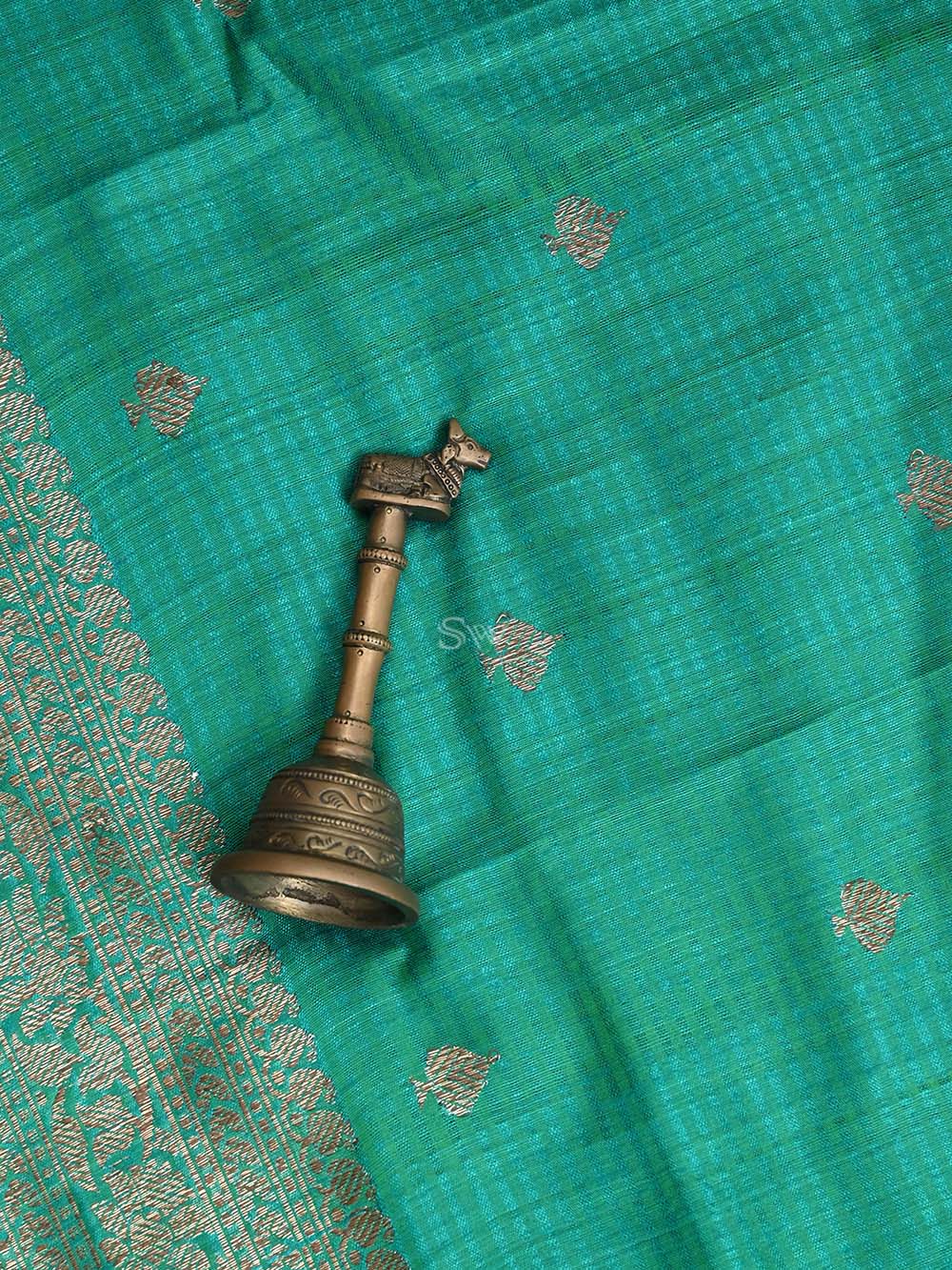 Green Dupion Silk Handloom Banarasi Suit - Sacred Weaves