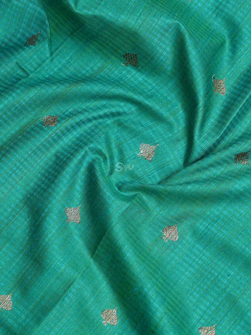Green Dupion Silk Handloom Banarasi Suit - Sacred Weaves