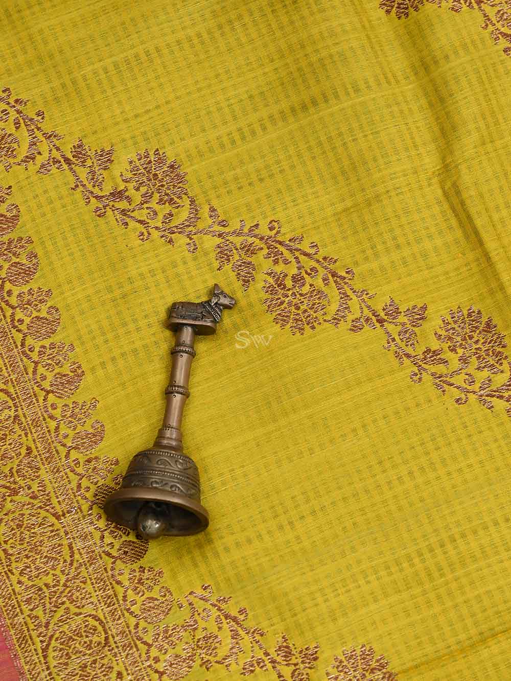 Yellow Dupion Silk Handloom Banarasi Dupatta - Scared Weaves
