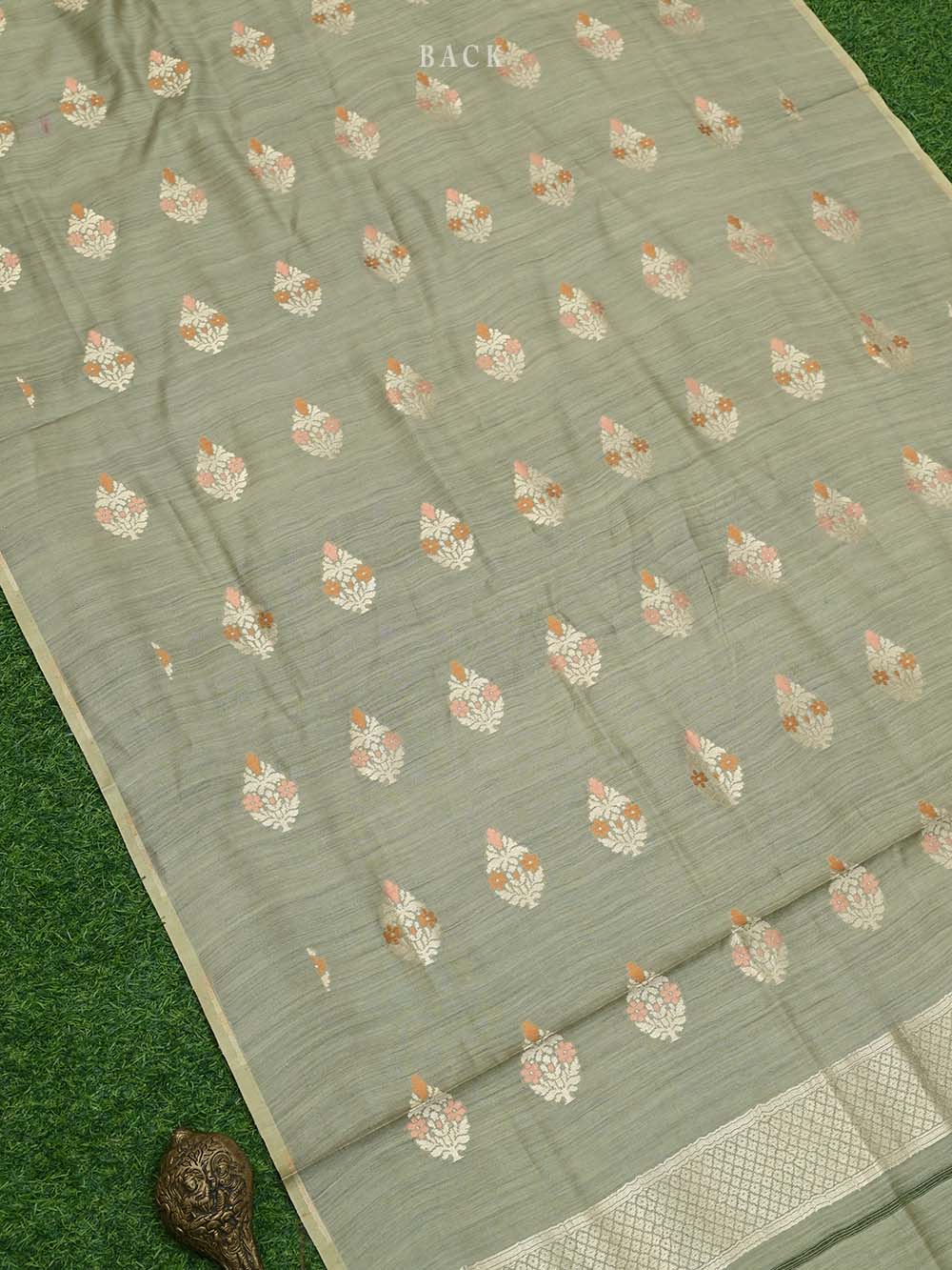 Moss Green Moonga Tussar Silk Handloom Banarasi Suit - Sacred Weaves