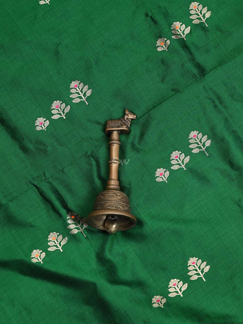 Bottle Green Meenakari Katan Silk Handloom Banarasi Suit - Sacred Weaves