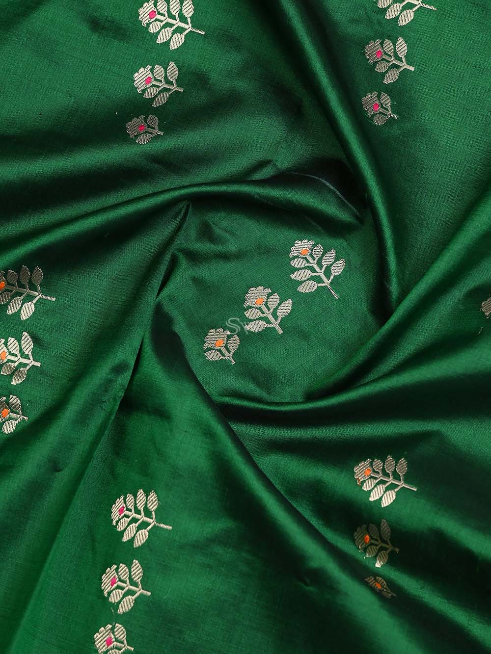 Bottle Green Meenakari Katan Silk Handloom Banarasi Suit - Sacred Weaves