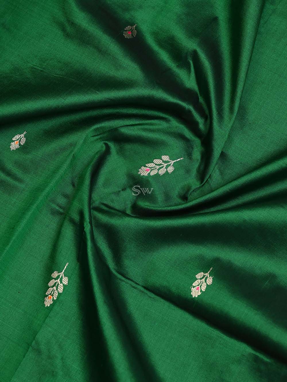 Bottle Green Meenakari Katan Silk Handloom Banarasi Suit - Sacred Weaves