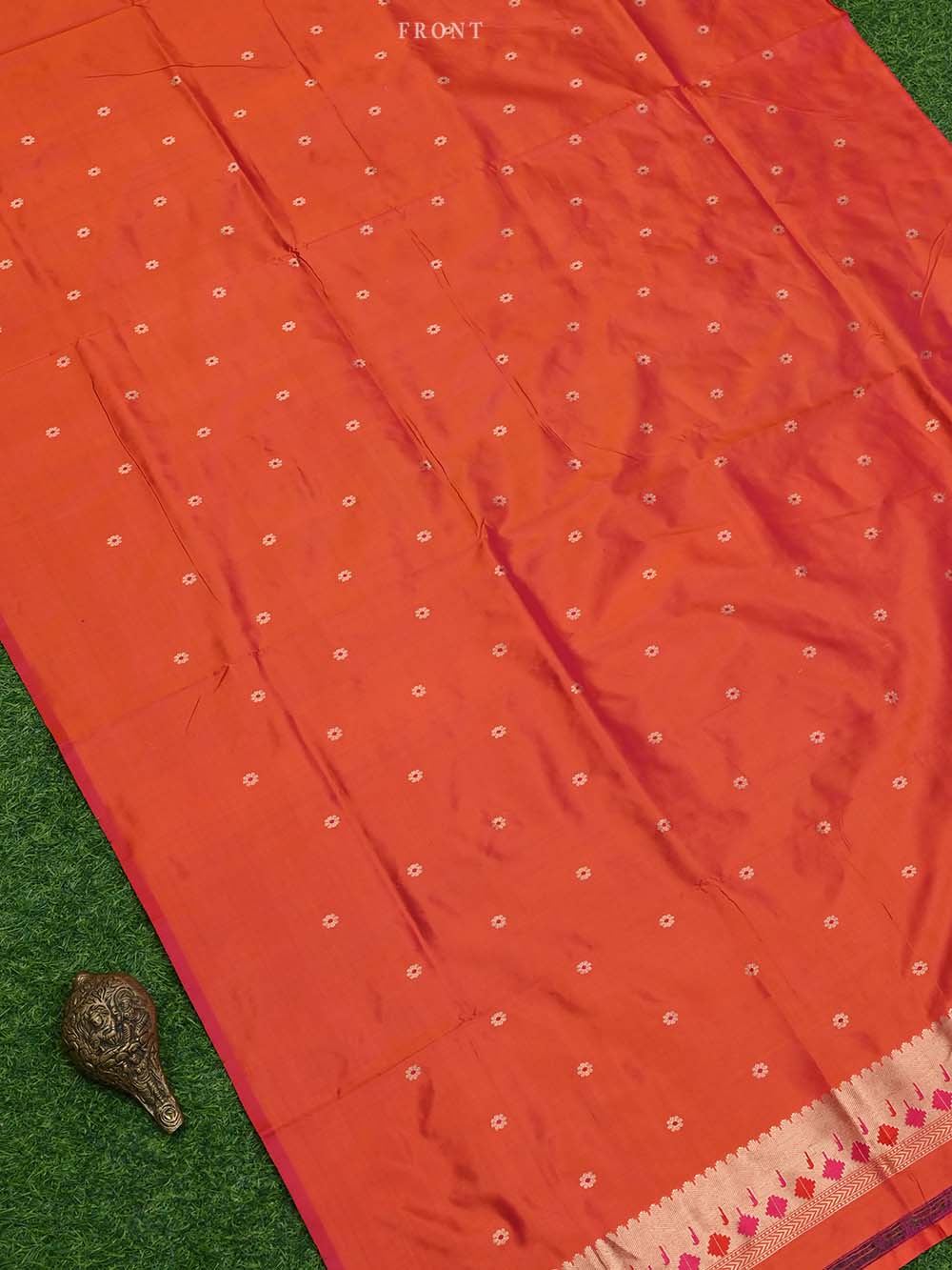 Orange Pink Meenakari Katan Silk Handloom Banarasi Suit - Sacred Weaves