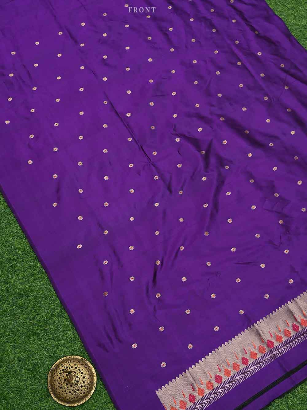 Purple Meenakari Katan Silk Handloom Banarasi Suit - Sacred Weaves