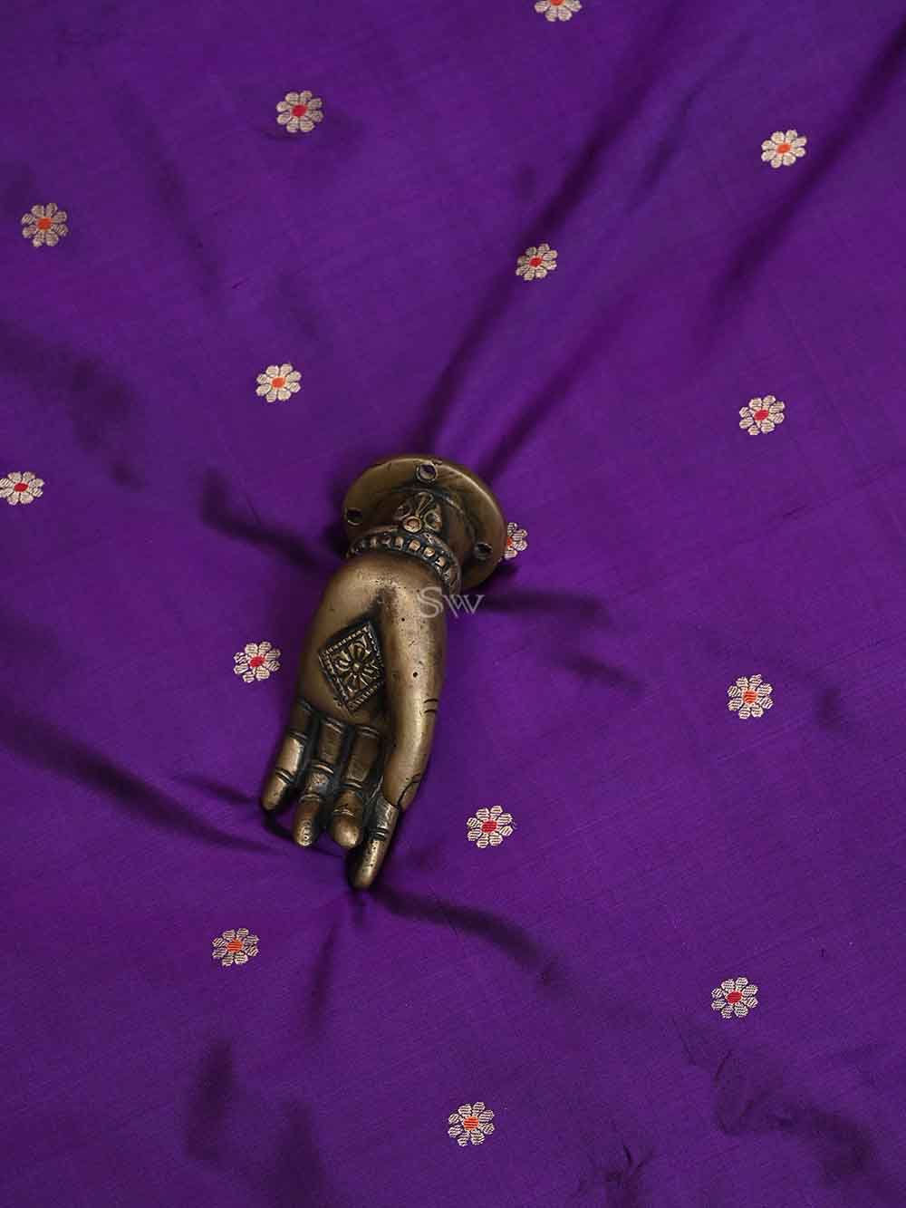 Purple Meenakari Katan Silk Handloom Banarasi Suit - Sacred Weaves