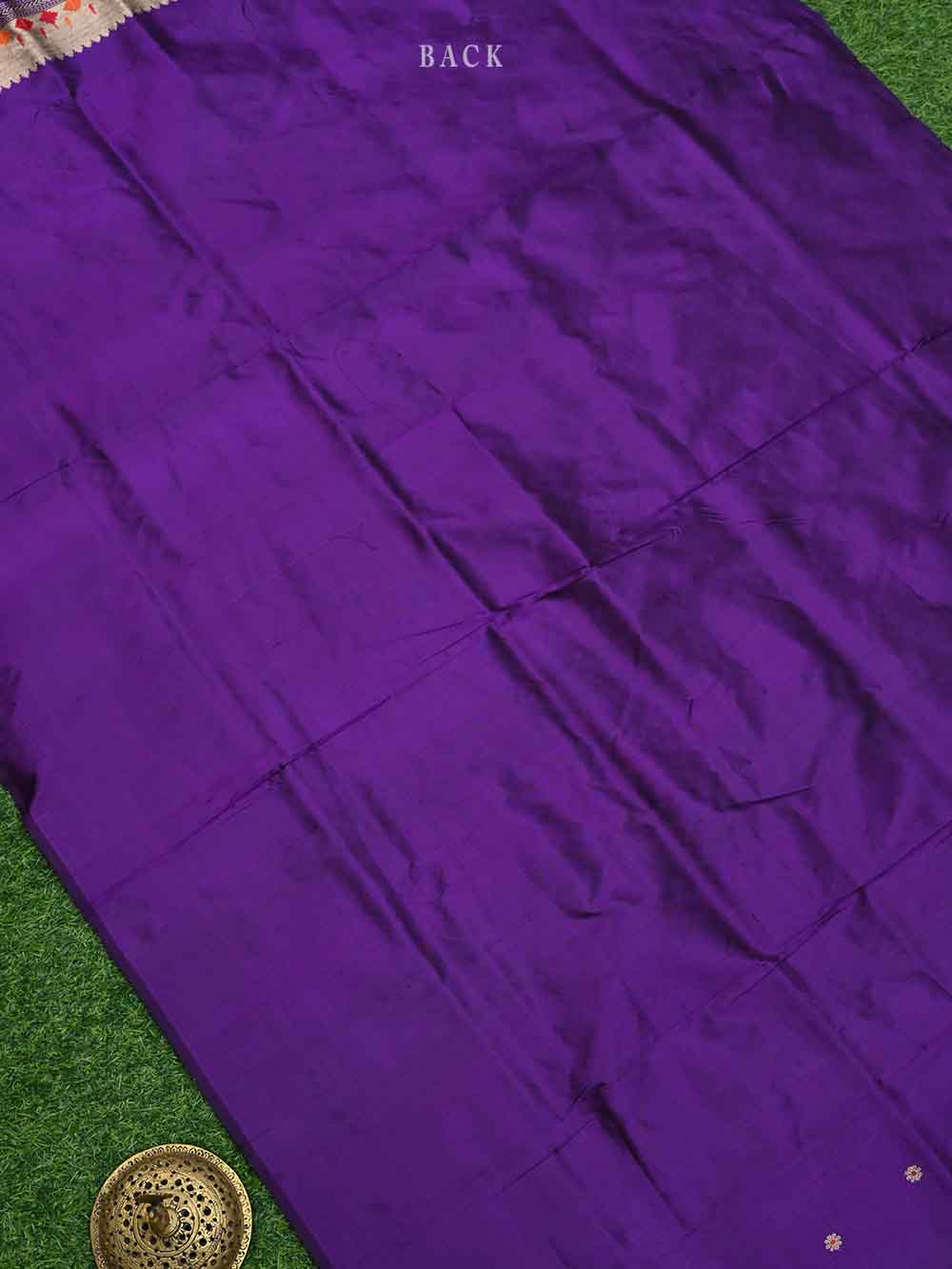 Purple Meenakari Katan Silk Handloom Banarasi Suit - Sacred Weaves