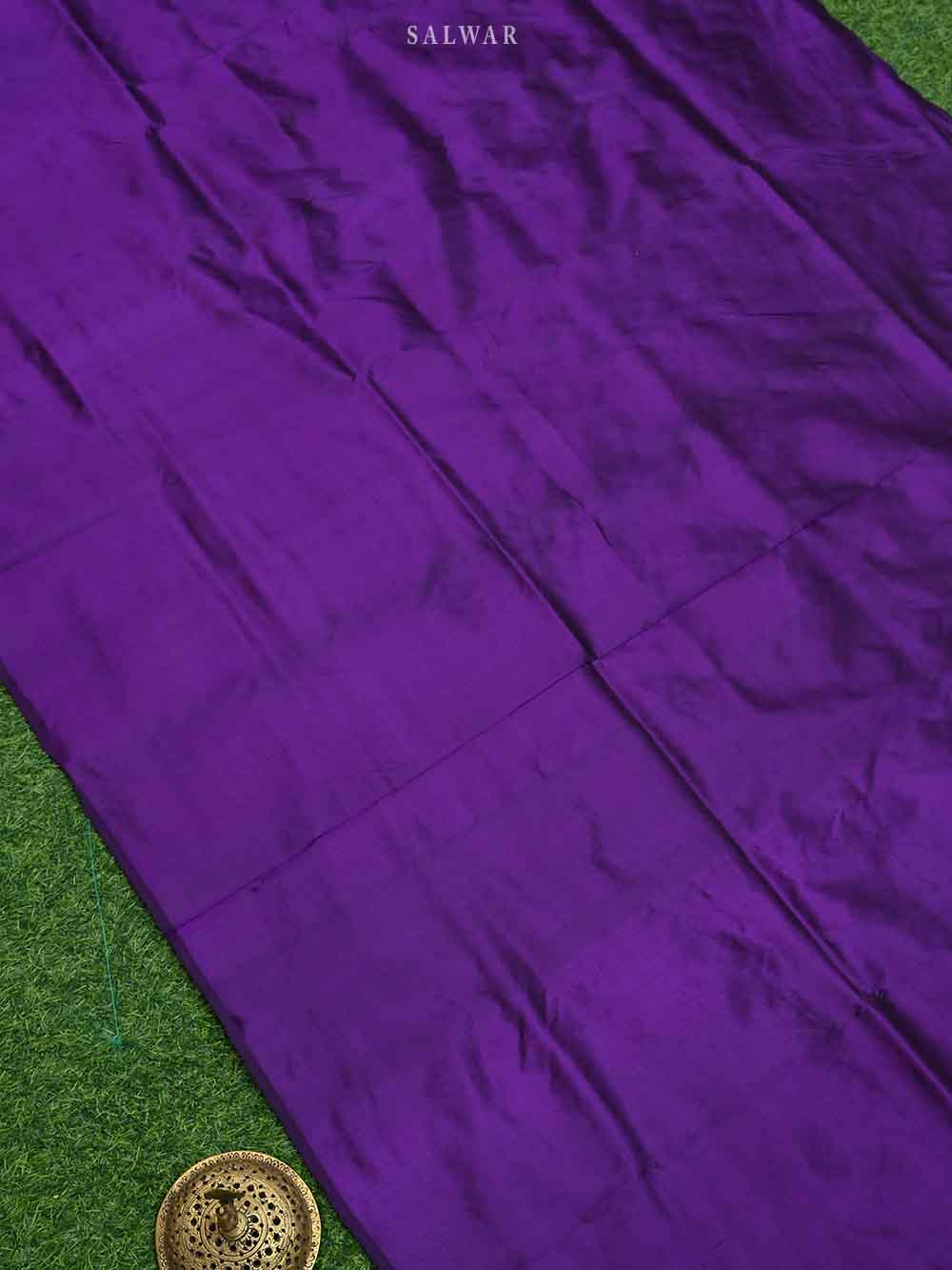 Purple Meenakari Katan Silk Handloom Banarasi Suit - Sacred Weaves