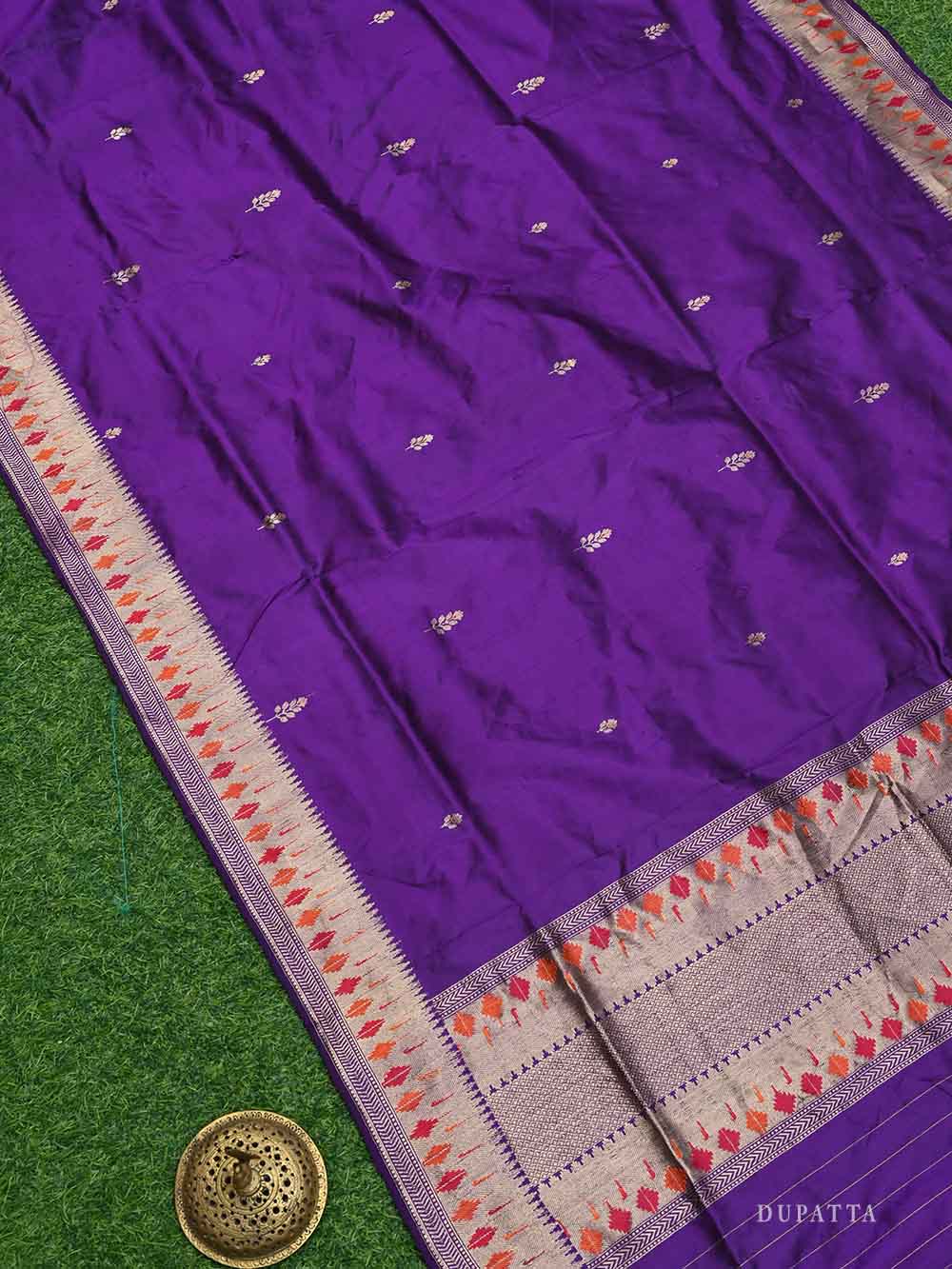 Purple Meenakari Katan Silk Handloom Banarasi Suit - Sacred Weaves