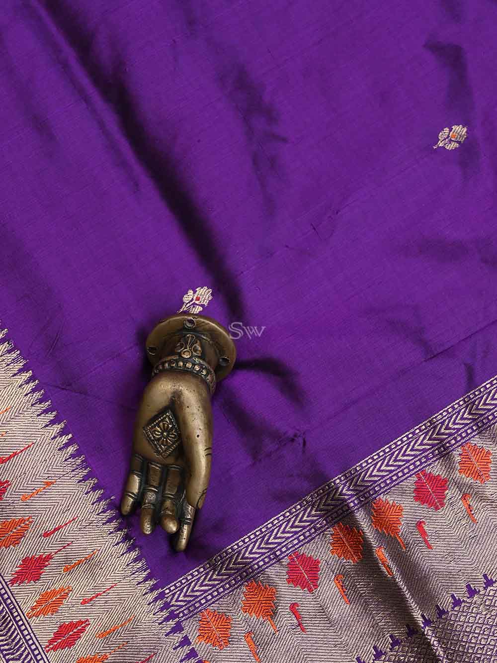 Purple Meenakari Katan Silk Handloom Banarasi Suit - Sacred Weaves