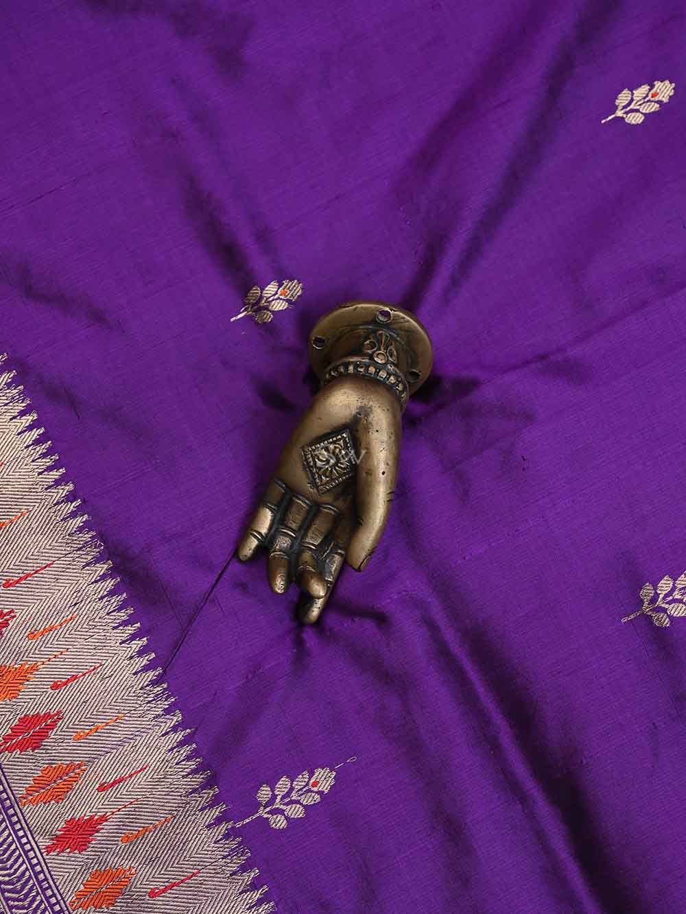 Purple Meenakari Katan Silk Handloom Banarasi Suit - Sacred Weaves