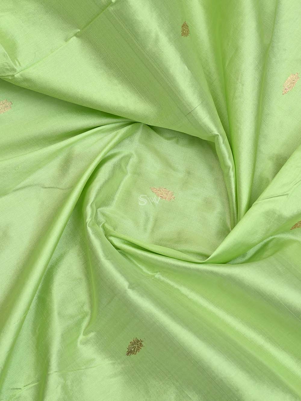 Light Parrot Green Katan Silk Handloom Banarasi Suit - Sacred Weaves