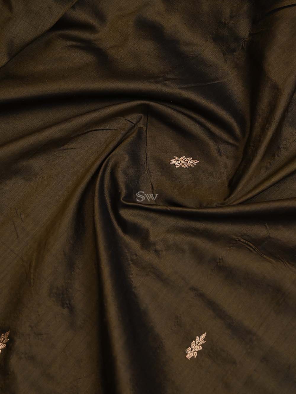 Dark Moss Green Meenakari Katan Silk Handloom Banarasi Suit - Sacred Weaves