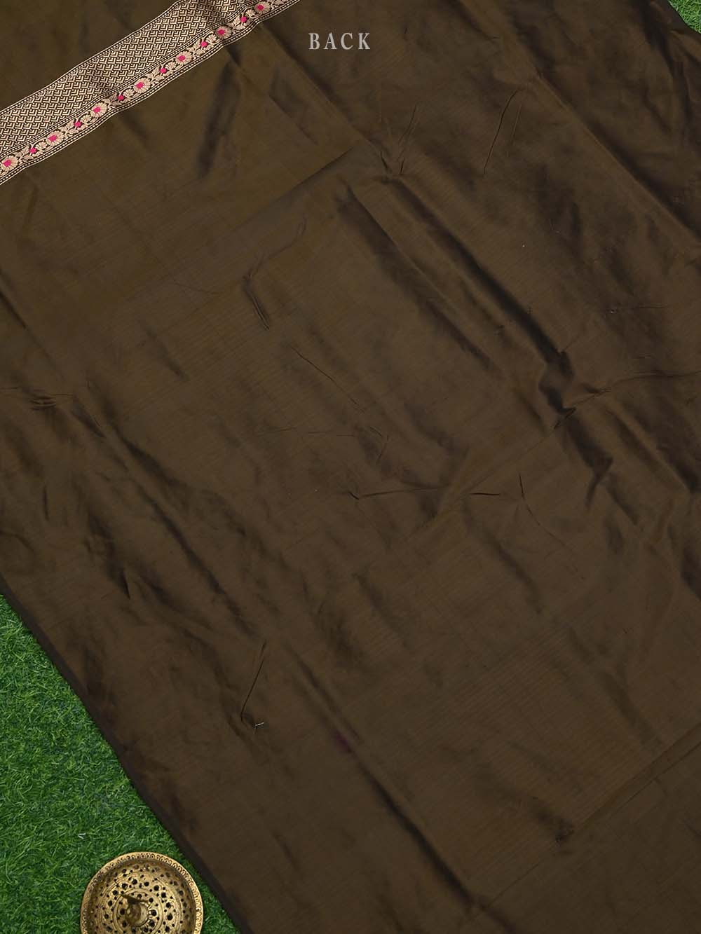 Dark Moss Green Meenakari Katan Silk Handloom Banarasi Suit - Sacred Weaves