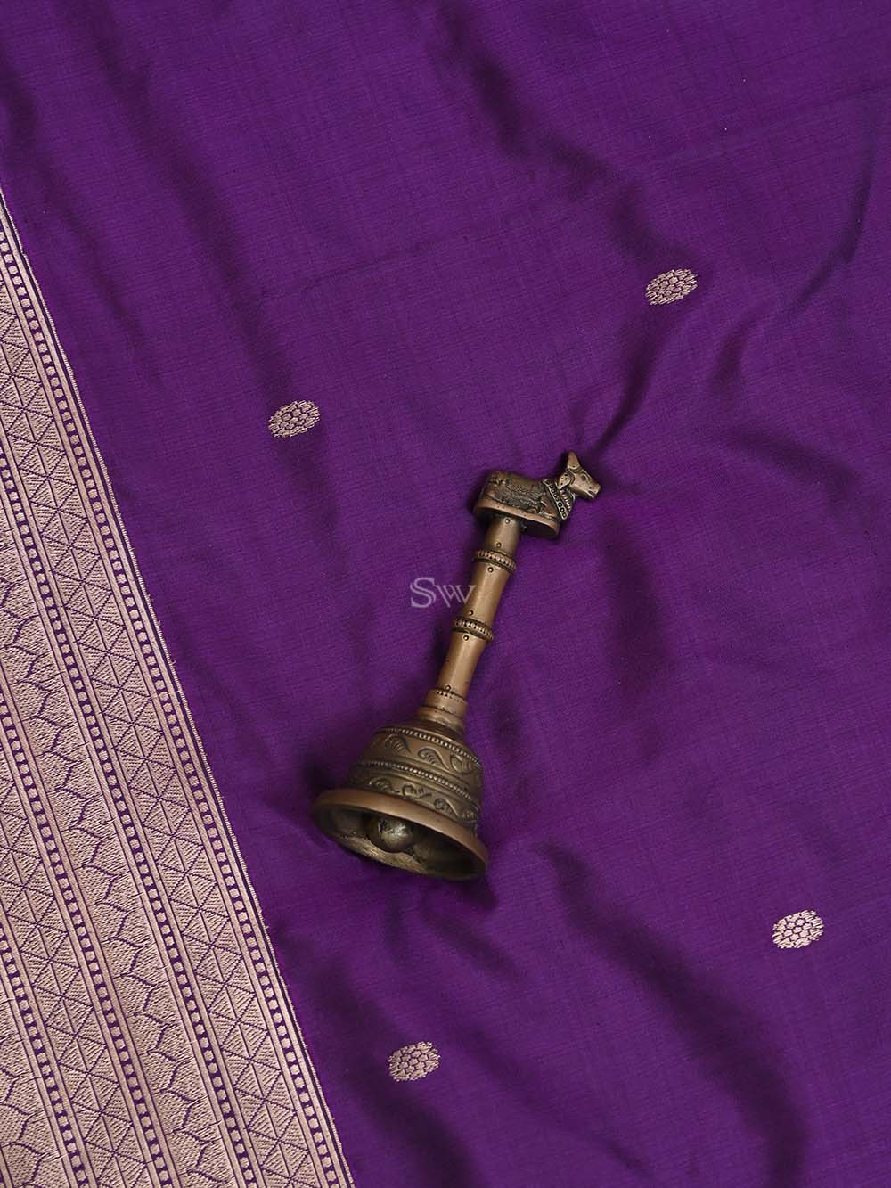 Dark Violet Meenakari Katan Silk Handloom Banarasi Suit - Sacred Weaves