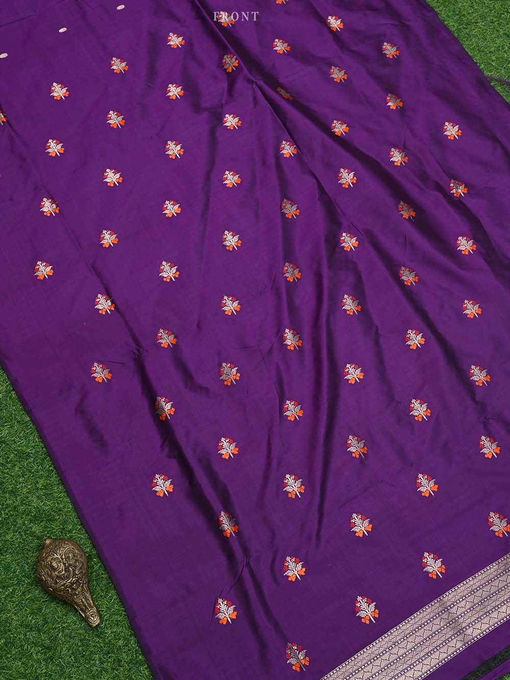 Dark Violet Meenakari Katan Silk Handloom Banarasi Suit - Sacred Weaves