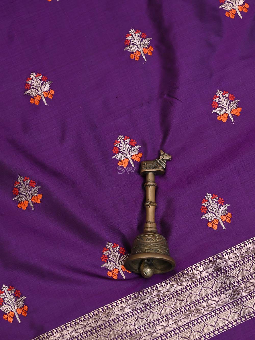 Dark Violet Meenakari Katan Silk Handloom Banarasi Suit - Sacred Weaves