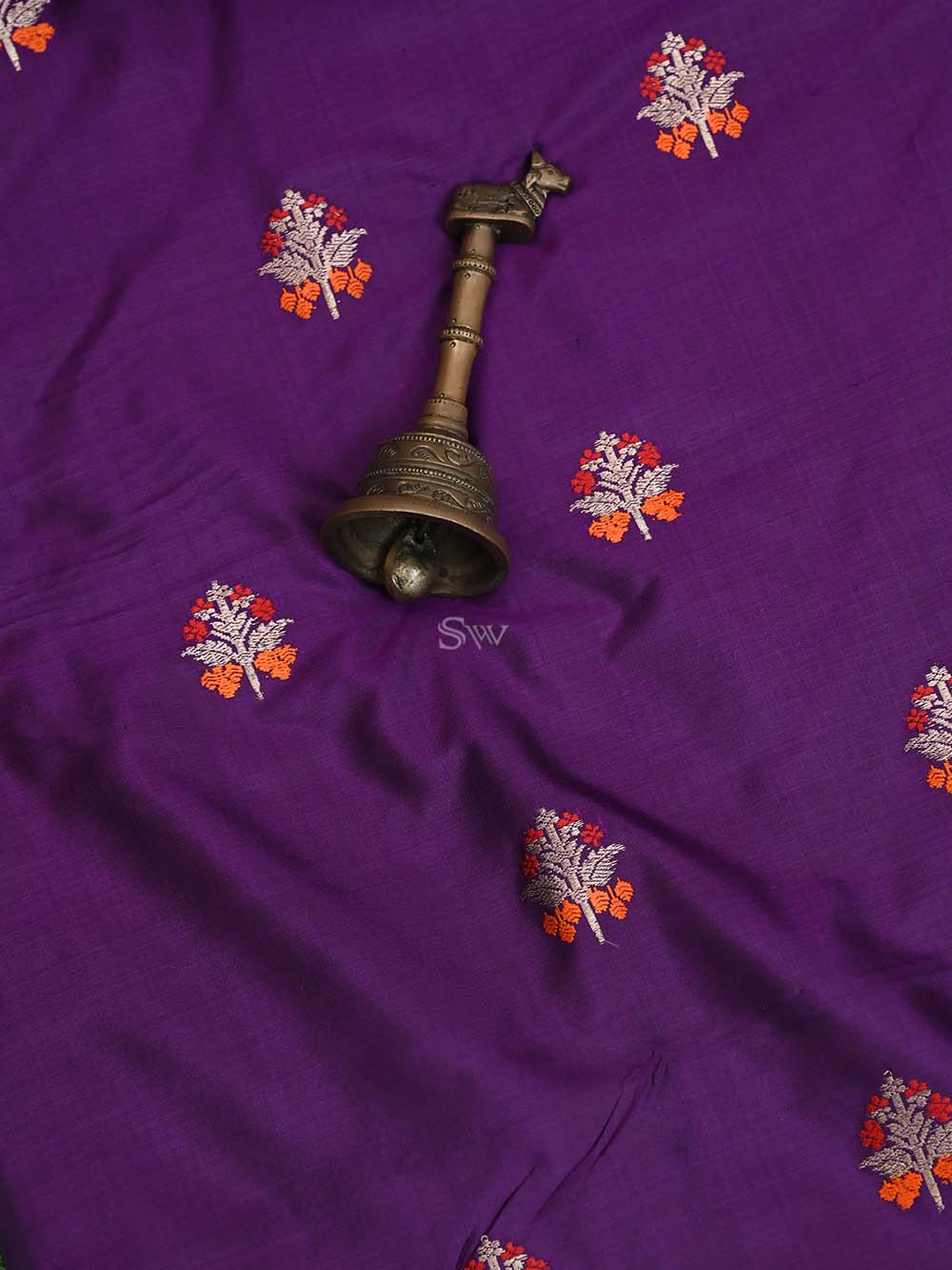 Dark Violet Meenakari Katan Silk Handloom Banarasi Suit - Sacred Weaves