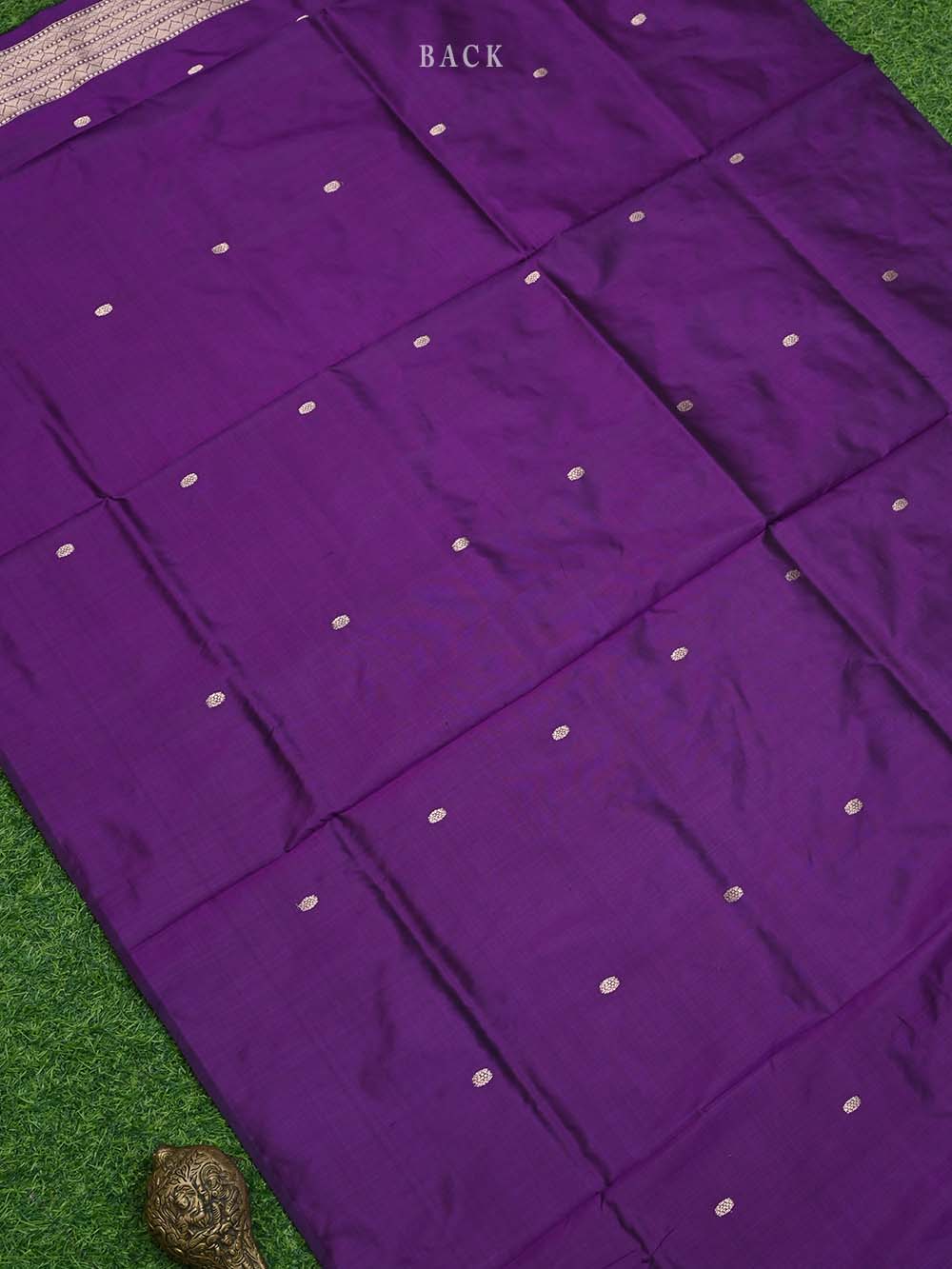 Dark Violet Meenakari Katan Silk Handloom Banarasi Suit - Sacred Weaves