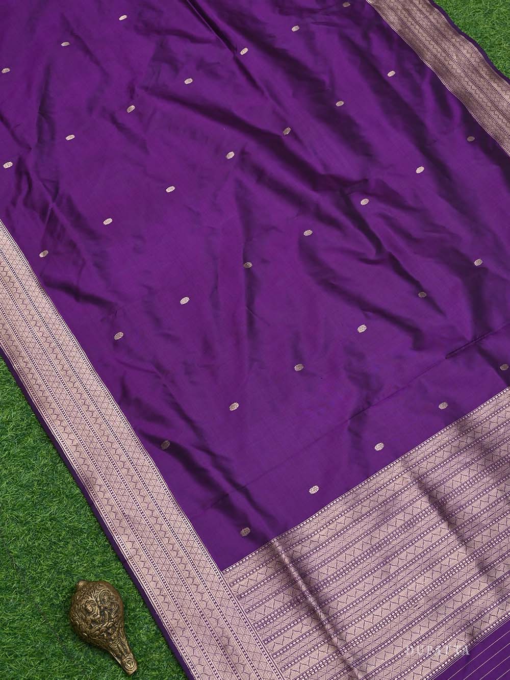 Dark Violet Meenakari Katan Silk Handloom Banarasi Suit - Sacred Weaves