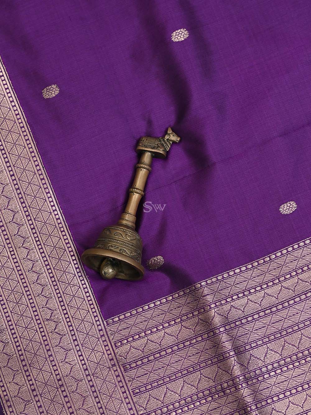 Dark Violet Meenakari Katan Silk Handloom Banarasi Suit - Sacred Weaves
