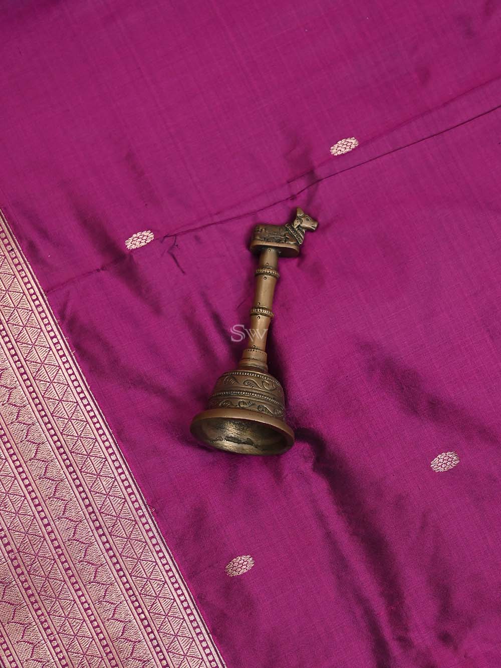 Dark Magenta Meenakari Katan Silk Handloom Banarasi Suit - Sacred Weaves
