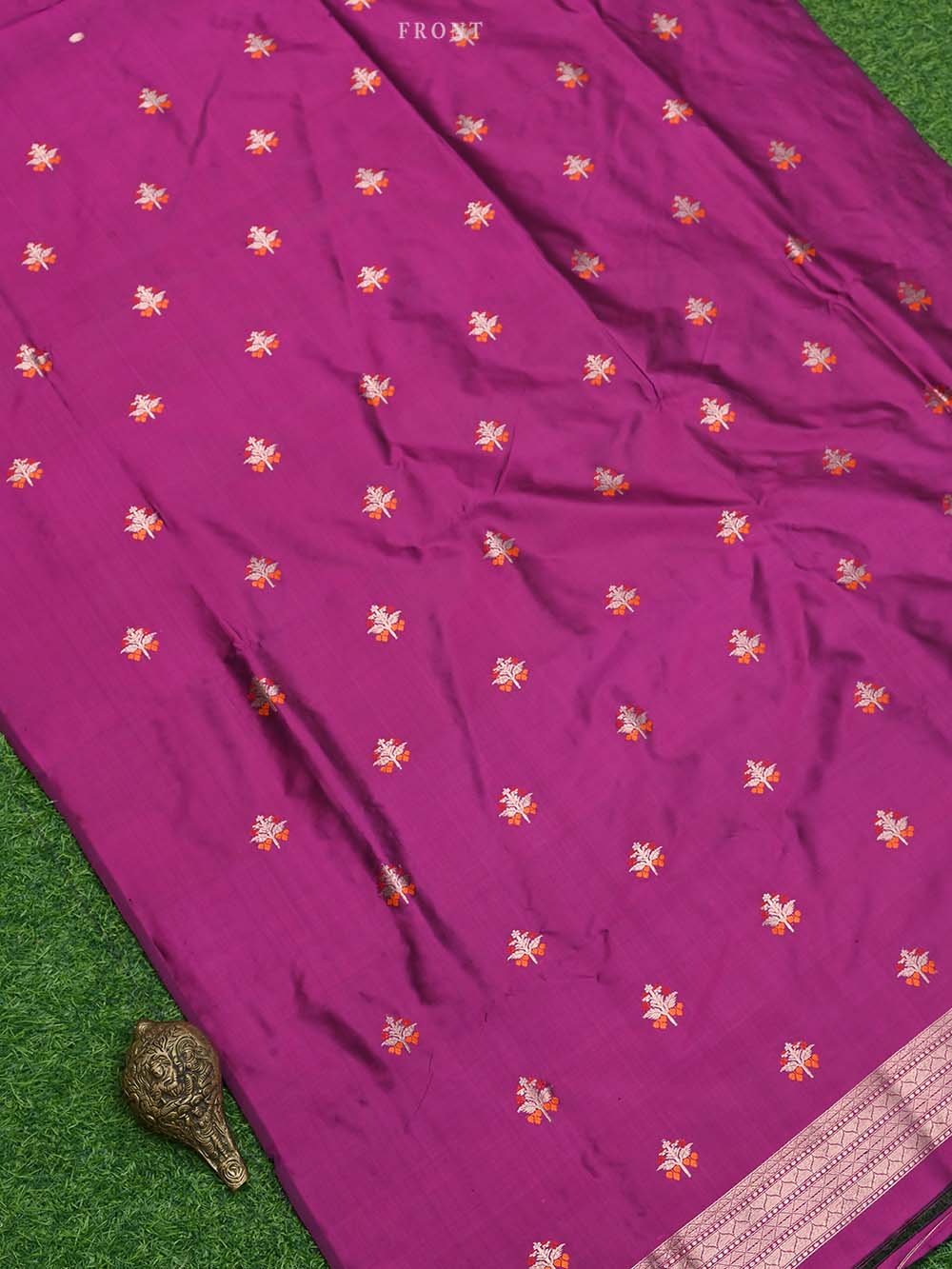 Dark Magenta Meenakari Katan Silk Handloom Banarasi Suit - Sacred Weaves
