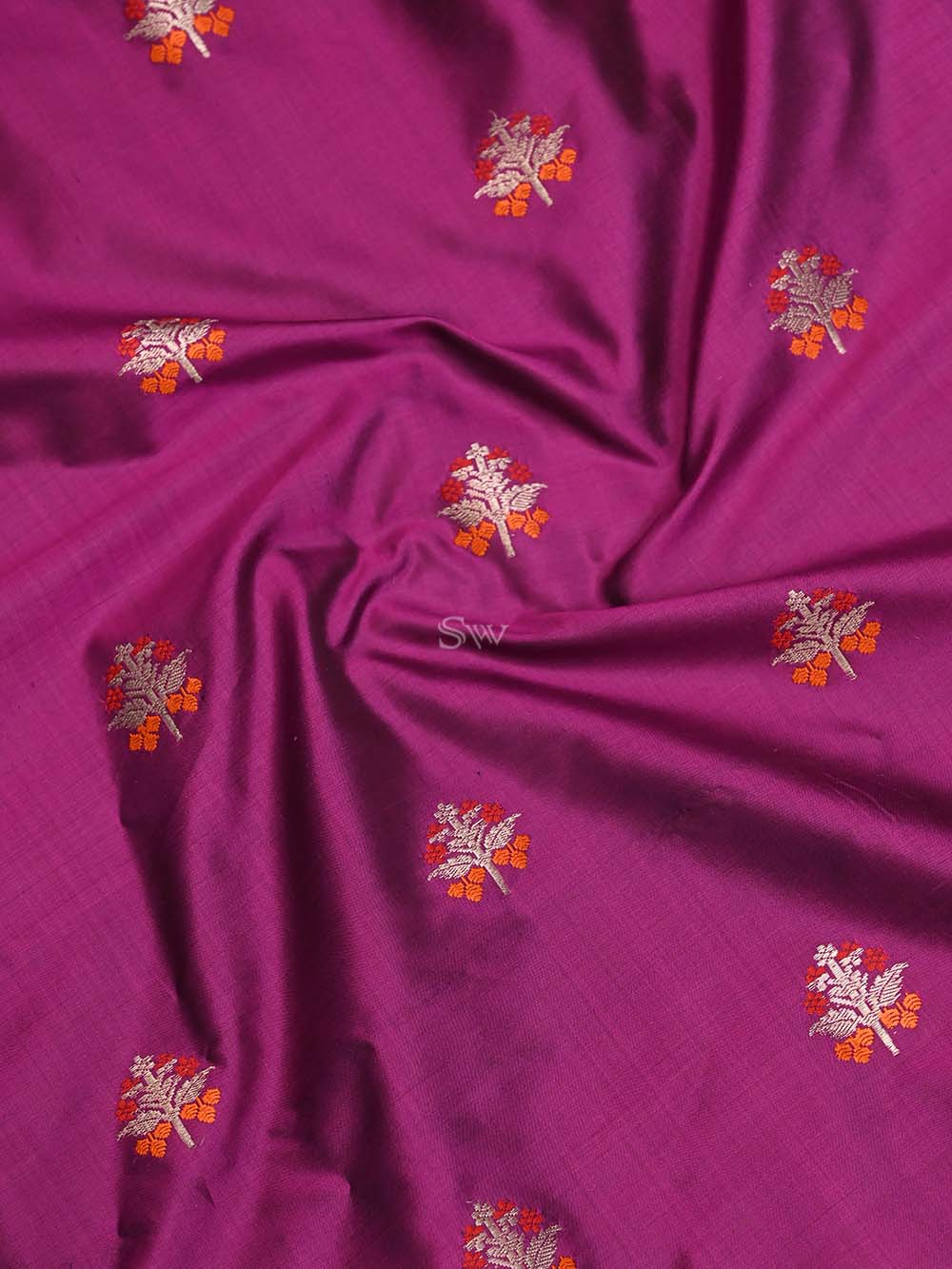 Dark Magenta Meenakari Katan Silk Handloom Banarasi Suit - Sacred Weaves