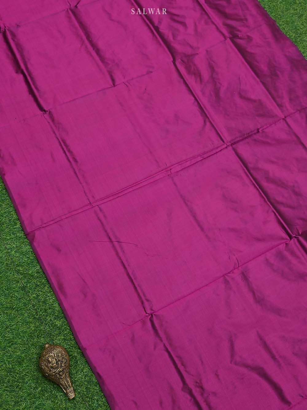 Dark Magenta Meenakari Katan Silk Handloom Banarasi Suit - Sacred Weaves