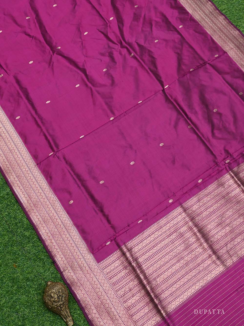 Dark Magenta Meenakari Katan Silk Handloom Banarasi Suit - Sacred Weaves