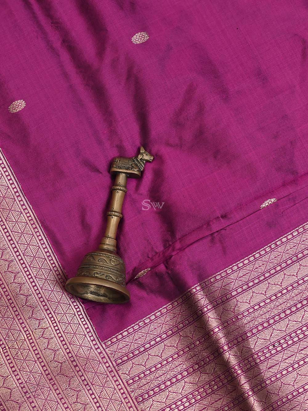 Dark Magenta Meenakari Katan Silk Handloom Banarasi Suit - Sacred Weaves