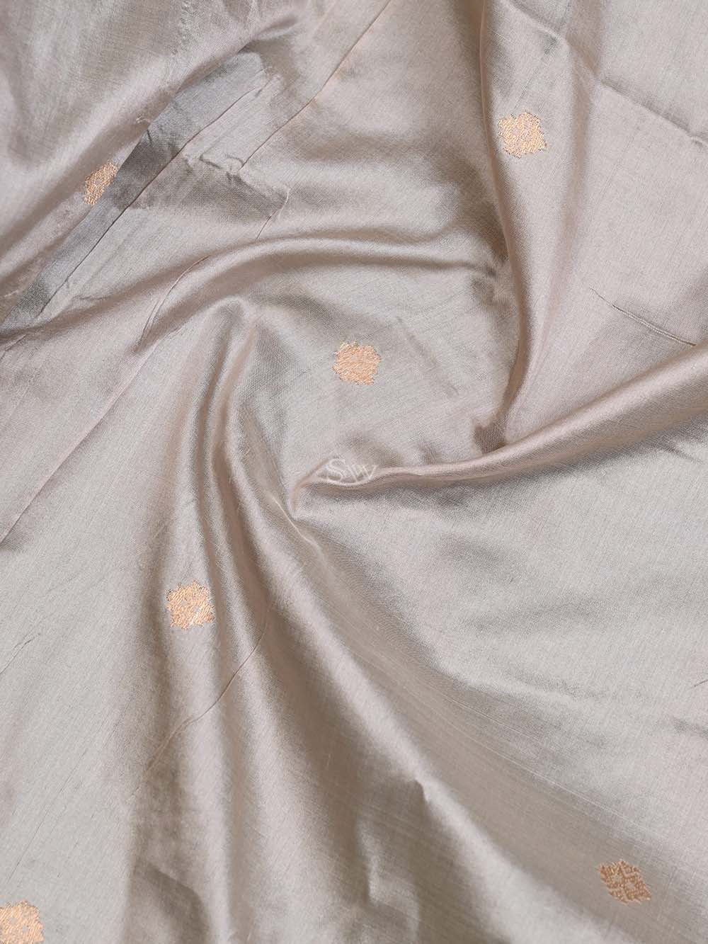 Light Grey Meenakari Katan Silk Handloom Banarasi Suit - Sacred Weaves