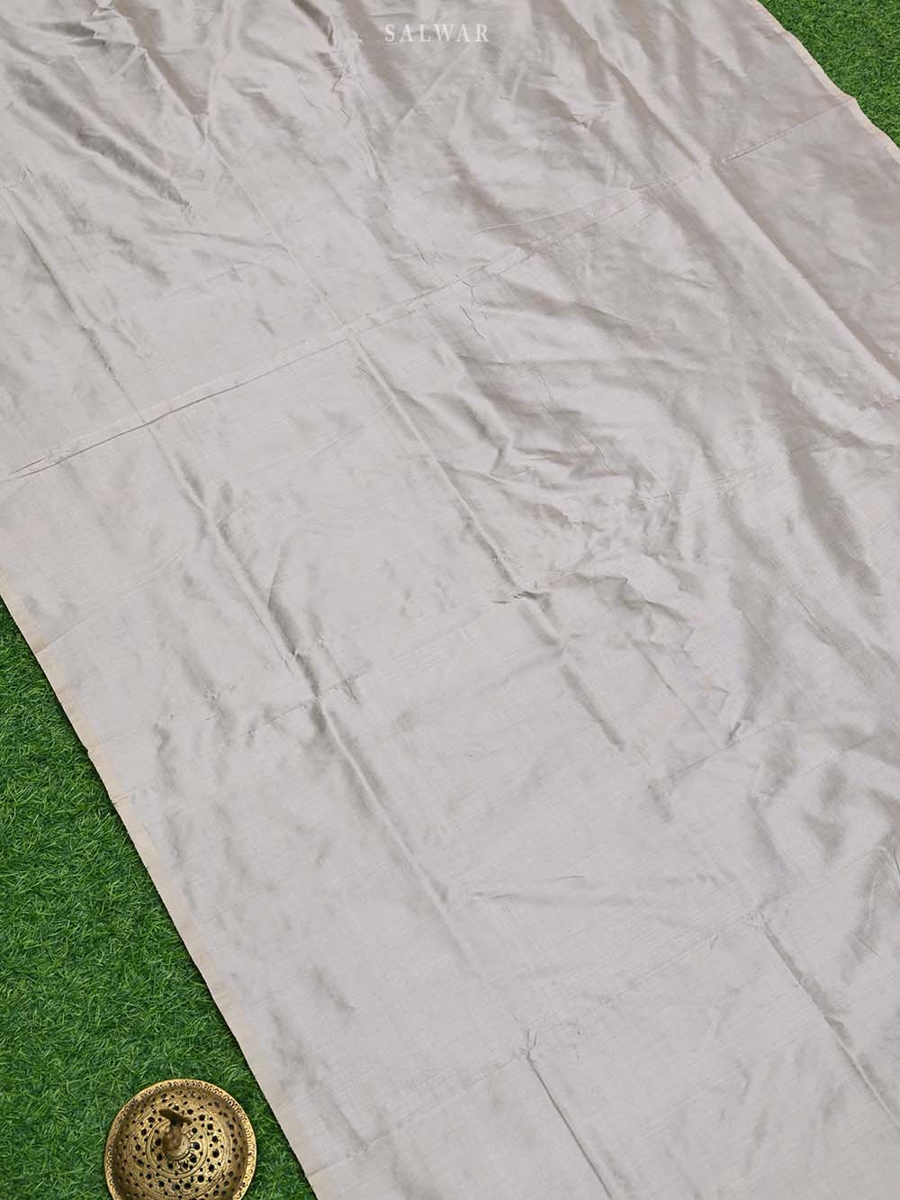 Light Grey Meenakari Katan Silk Handloom Banarasi Suit - Sacred Weaves