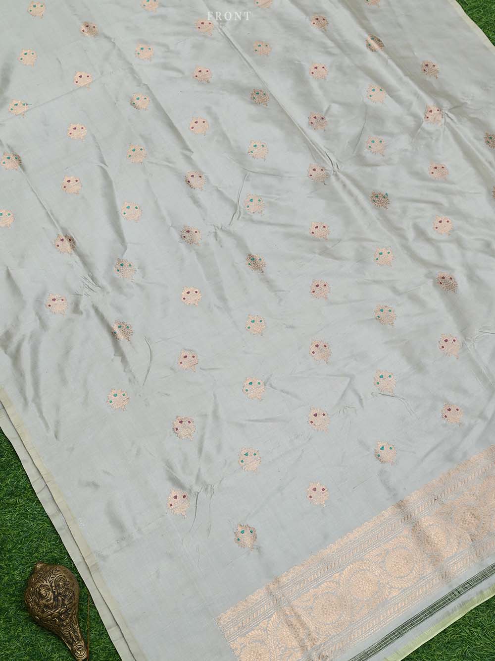 Beige Meenakari Katan Silk Handloom Banarasi Suit - Sacred Weaves