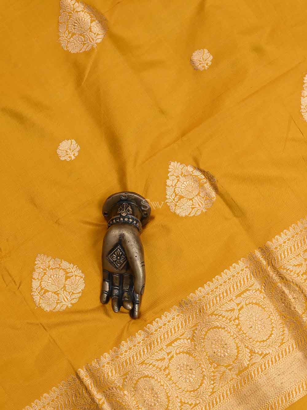 Mustard Katan Silk Handloom Banarasi Suit - Sacred Weaves